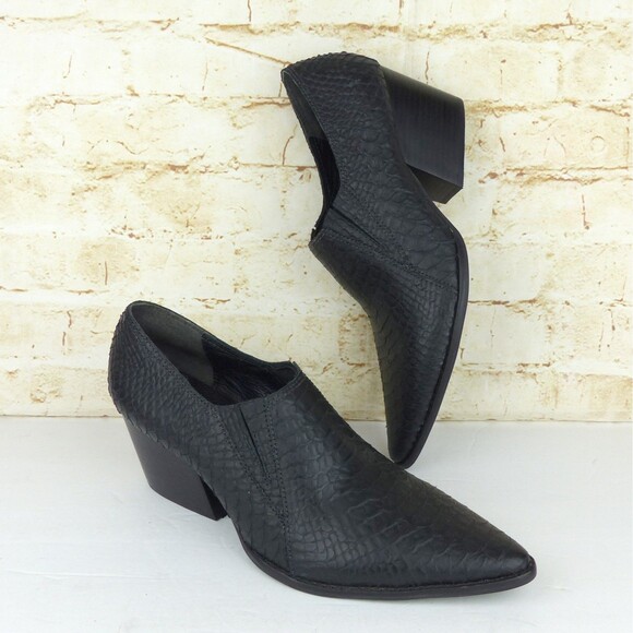 Matisse Boots Women 10M Black Snake Embossed Leather Pointed Toe Low Cut Western - Picture 13 of 13